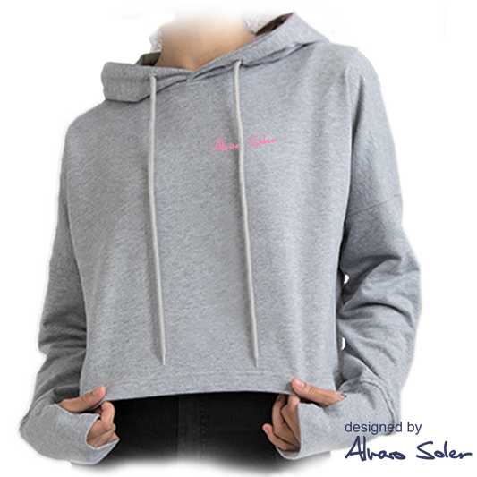Alvaro Soler Hooded Crop Top Heather Grey